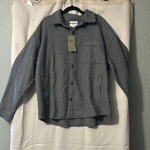 Goodfellow & co NWT HEAVYWEIGHT XL Black and White Houndstooth Button-Up Shirt